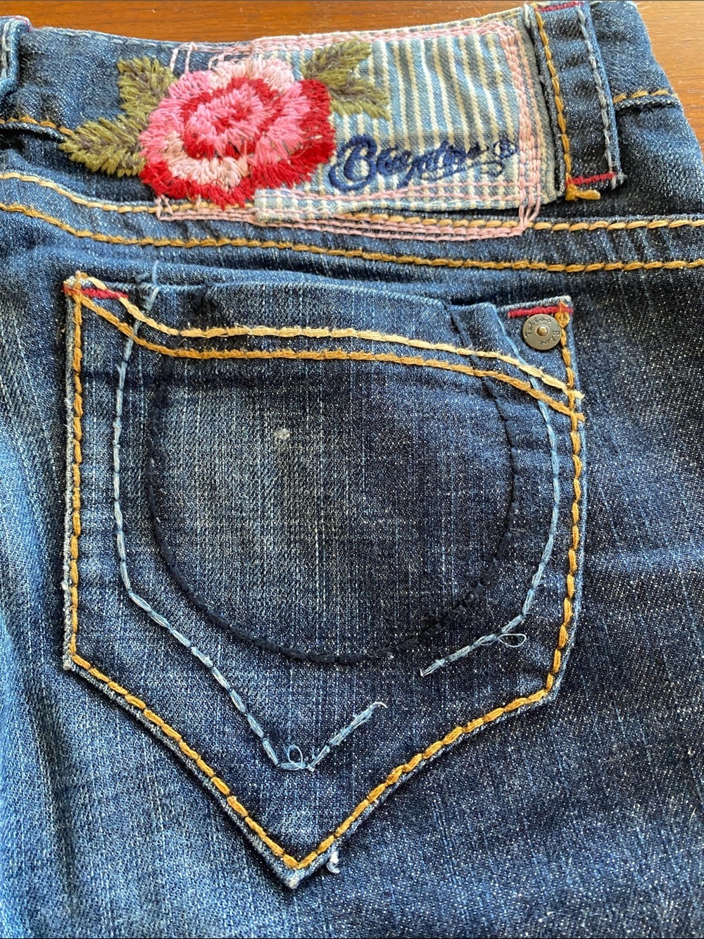 Blue Tattoo Dark Wash Denim Roll-Cuff Bermuda Shorts